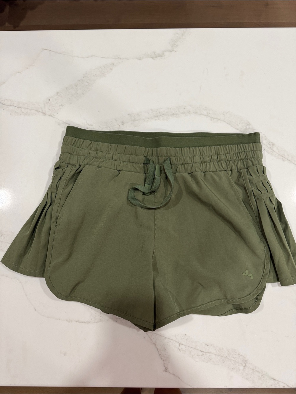 JoyLab Olive Athletic Pleated Side-Panel Shorts